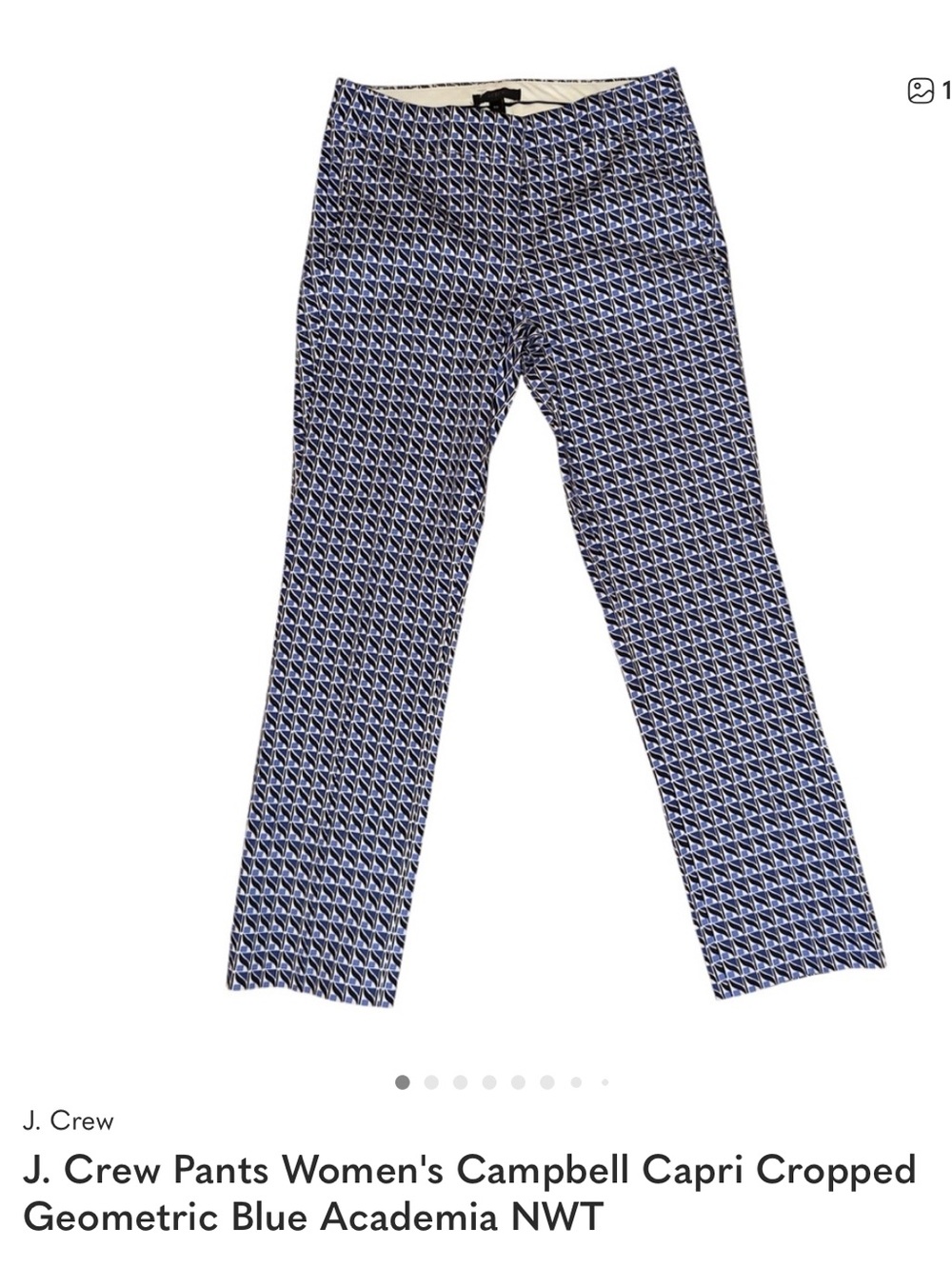 J. Crew Blue & White Geometric Capris pants size 00 #f2